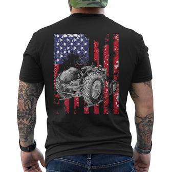 Tractor American Flag Patriotic Farming Men's T-shirt Back Print | Mazezy