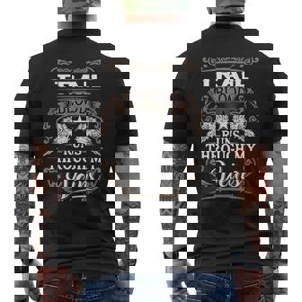 Trail Name Gift Trail Blood Runs Through My Veins Mens Back Print T-shirt - Seseable