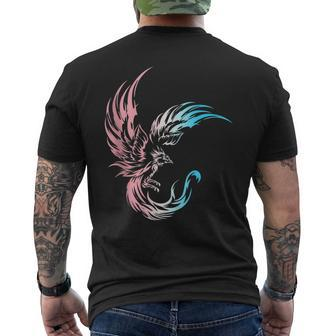 Trans Pride Transgender Phoenix Flames Fire Mythical Bird Mens Back Print T-shirt | Mazezy