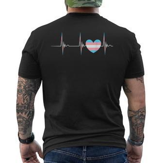 Transexual Heart Transgender Heartbeat Ekg Pulse Trans Pride Mens Back Print T-shirt | Mazezy
