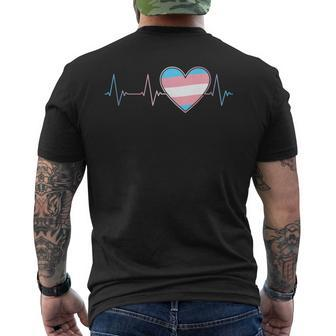 Transgender Heartbeat Trans Pride Flag Ekg Pulse Line Love Mens Back Print T-shirt | Mazezy