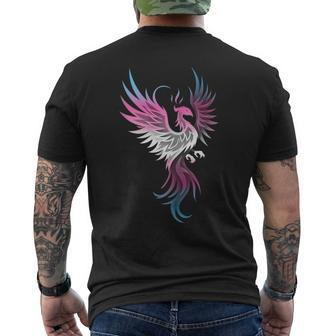 Transgender Phoenix Bird Trans Pride Flag Rising From Ashes Mens Back Print T-shirt | Mazezy