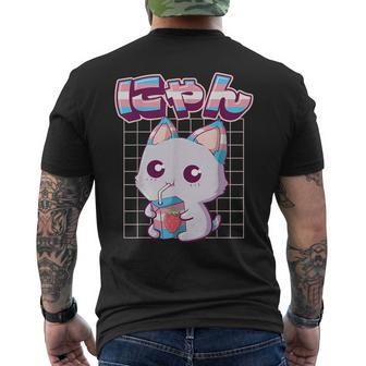 Transgender Pride Kawaii Cat Strawberry Milk Trans Flag Mens Back Print T-shirt - Seseable