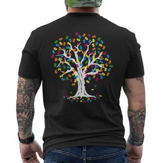 Tree Of Life Autism Awareness Month Funny Asd Supporter Mens Back Print T-shirt - Seseable
