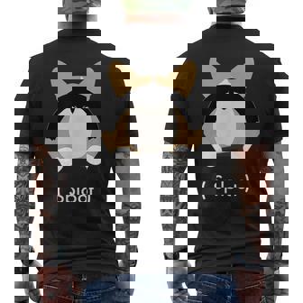Tri Corgi Sploot Mens Back Print T-shirt | Mazezy