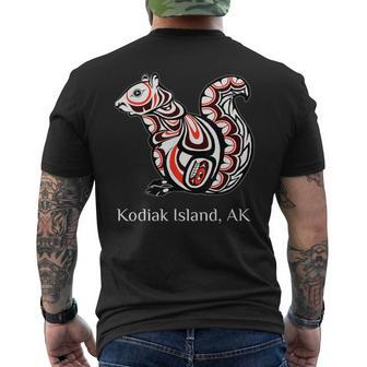 Tribal Squirrel Kodiak Island Alaska Pnw Native American Men's T-shirt Back Print | Mazezy