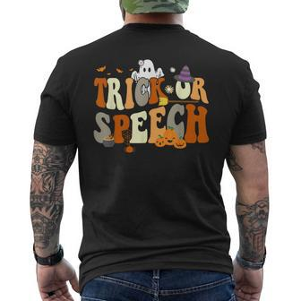 Trick Or Speech Therapy Slp Halloween Speech Therapist Men's T-shirt Back Print - Monsterry