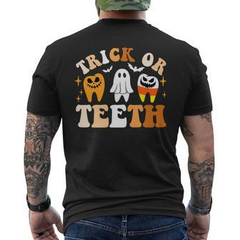 Trick Or Th Funny Dental Spooky Halloween Treat Dentist Mens Back Print T-shirt | Mazezy