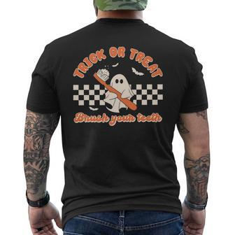 Trick Or Treat Brush Your Th Spooky Dentist Halloween Mens Back Print T-shirt | Mazezy
