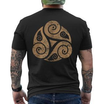 Triple Spiral The Celtic Triskele Triskelion Men's T-shirt Back Print | Mazezy