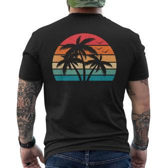 Tropical Hawaiian Retro Palm Tree Sunset Hawaii Beach Mens Back Print T-shirt - Seseable