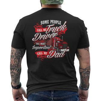 Truck Driver Dad - Trucker Trucking Semi Truck Driver Mens Back Print T-shirt - Seseable