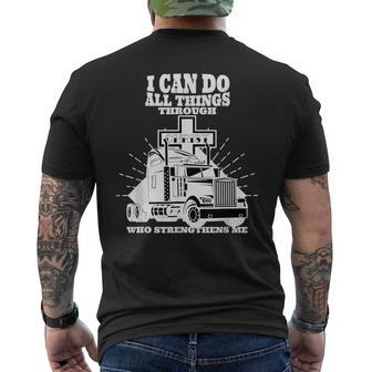 Trucker I Can Do All Things Through Jesus Christ Men's T-shirt Back Print | Mazezy