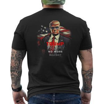 Trump 2024 No More Bullshit American Flag Men's T-shirt Back Print - Monsterry
