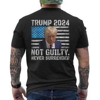 Trump 2024 Shot Never Surrender Us Flag Vintage Men's T-shirt Back Print | Mazezy AU