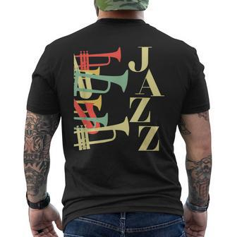 Trumpet Retro Jazz Musicians & Trumpeters Men's T-shirt Back Print | Mazezy