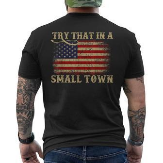 Try That In A Small Country Western Town Country Music Lover Mens Back Print T-shirt | Mazezy