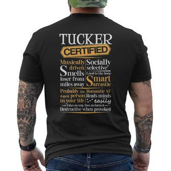 Tucker Name Gift Certified Tucker Mens Back Print T-shirt - Seseable