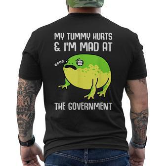 My Tummy Hurts And Im Mad At The Government Frog Mens Back Print T-shirt - Seseable