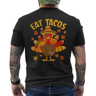 Turkey Eat Tacos Mexican Sombrero Thanksgiving Family Men's T-shirt Back Print - Seseable