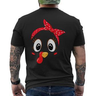 Turkey Face Red Headband Running Pilgrim Tro Mens Back Print T-shirt - Monsterry