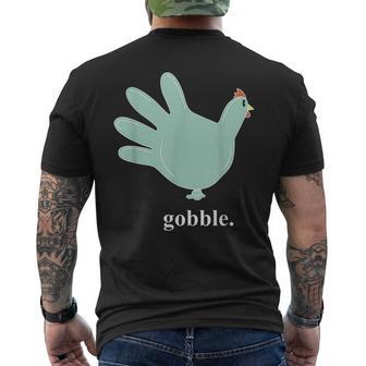 Turkey Glove Gobble Thanksgiving Thankful Nurse Men's T-shirt Back Print | Mazezy