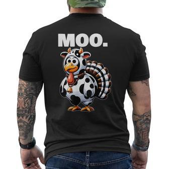 Turkey Moo Thanksgiving Men's T-shirt Back Print - Seseable