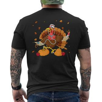 Turkey Nurse Life Thanksgiving Holiday Fall Nursing Scrub Er Men's T-shirt Back Print | Mazezy