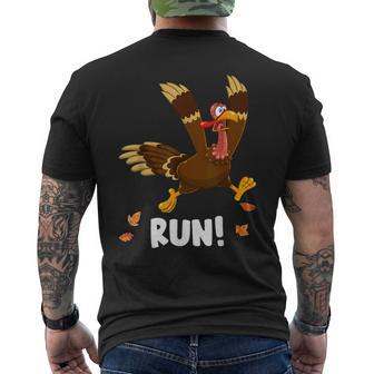 Turkey Run Costume Thanksgiving Running Turkey Trot Men's T-shirt Back Print - Monsterry