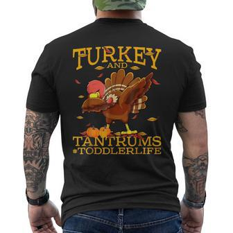 Turkey And Tantrums Toddler Life Thanksgiving Men's T-shirt Back Print - Thegiftio UK