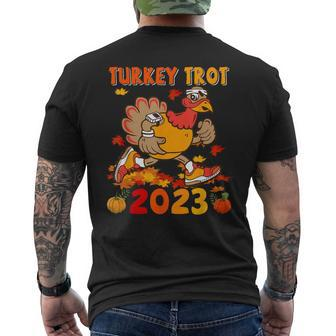 Turkey Trot 2023 Thanksgiving Turkey Running Runner Autumn Men's T-shirt Back Print - Thegiftio UK