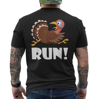 Turkey Trot Adult Running Costume Face Run Thanksgiving Men's T-shirt Back Print - Monsterry DE