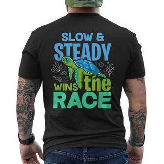 Turtle Lover Slow And Steady Wins The Race Men's T-shirt Back Print | Mazezy