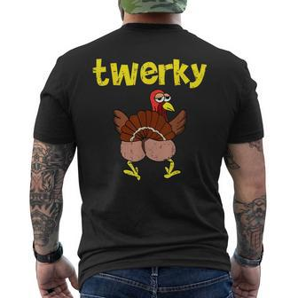 Twerky Thanksgiving 2023 Turkey Butt Twerk Dance Pun Men's T-shirt Back Print | Mazezy