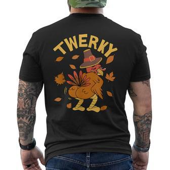 Twerky Thanksgiving Turkey Butt Twerk Dance Pun 2023 Men's T-shirt Back Print | Mazezy