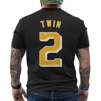 Twin 2 And Twin 1 Matching Adult & Kids Jersey Funny Mens Back Print T-shirt | Mazezy