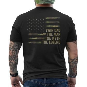 Twin Dad Camo Usa Flag Twin Dad The Man The Myth The Legend Mens Back Print T-shirt - Seseable