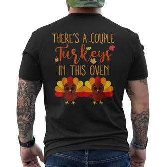Twin Pregnancy Announcement Baby Reveal Thanksgiving 2022 Mens Back Print T-shirt | Mazezy