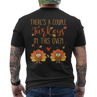 Twin Pregnancy Announcement Baby Reveal Thanksgiving Mens Back Print T-shirt | Mazezy