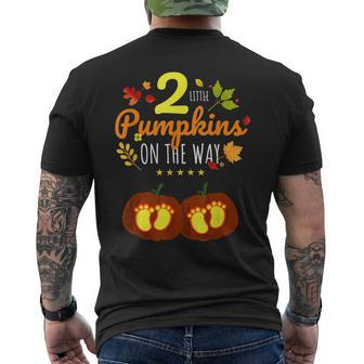 Twins Halloween Pregnancy Cute Twins Pumpkin Pregnant Mens Back Print T-shirt | Mazezy