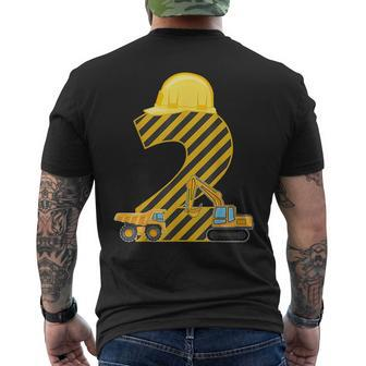 Two 2Yr 2Nd Birthday Construction Outfit Boy 2 Years Old Mens Back Print T-shirt - Thegiftio UK