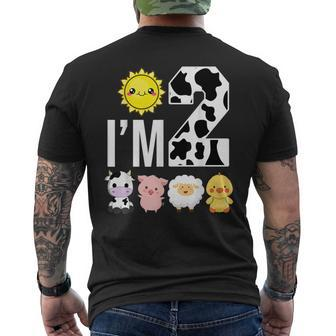 Im Two Cool Farm Animal Lover 2Nd Birthday 2 Years Old Men's Back Print T-shirt | Mazezy