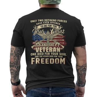 Only Two Defining Forces Have Ever Offered Veteran Men's Back Print T-shirt | Mazezy
