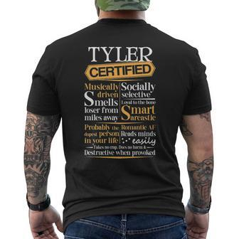 Tyler Name Gift Certified Tyler Mens Back Print T-shirt - Seseable