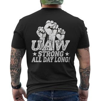 Uaw Strike Red United Auto Worker Picket Sign Uaw Worker Men's T-shirt Back Print - Seseable