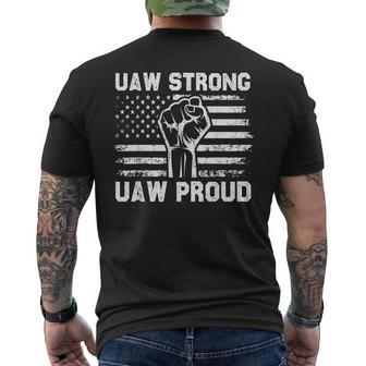 Uaw Strong Uaw Proud Usa Flag Union Pride Uaw Laborer Worker Men's T-shirt Back Print - Seseable