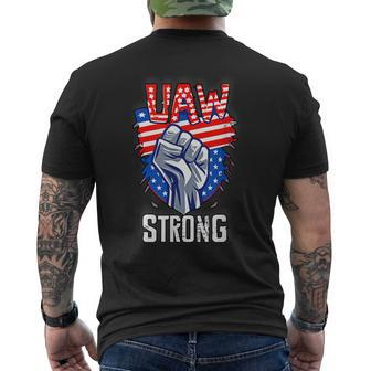 Uaw Strong United Auto Workers Strike Union Support Red Men's T-shirt Back Print - Seseable