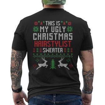 This Is My Ugly Christmas Hairstylist Sweater Hairdresser Men's T-shirt Back Print - Monsterry AU