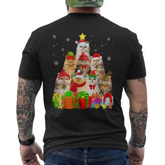 Ugly Christmas Sweater Cat Tree Persian Cat Xmas Men's T-shirt Back Print | Mazezy