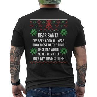 Ugly Christmas Sweater Dear Santa Claus Wish List Men's T-shirt Back Print | Mazezy